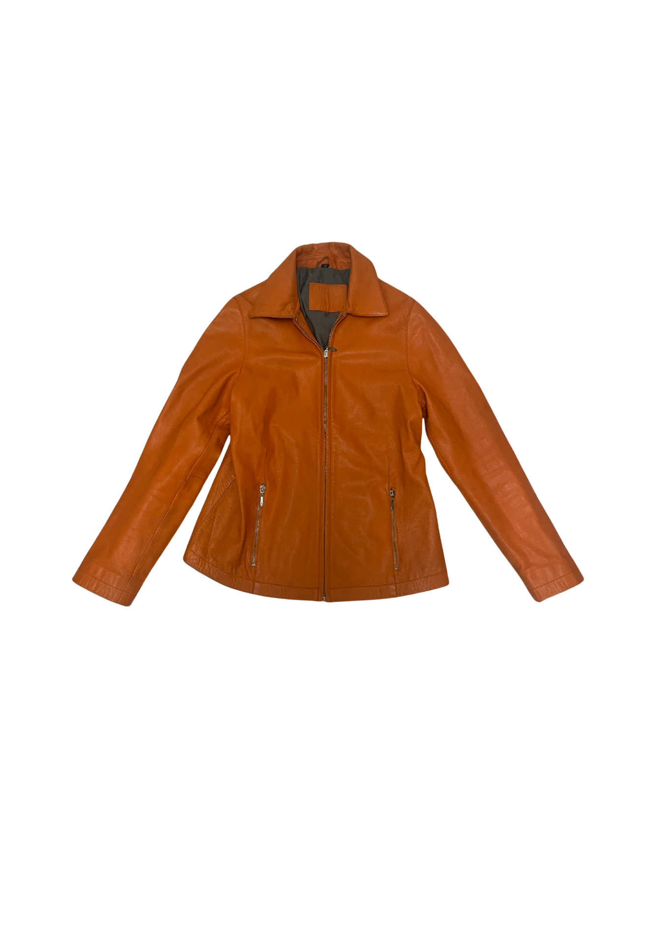 Orange Leather Jacket M
