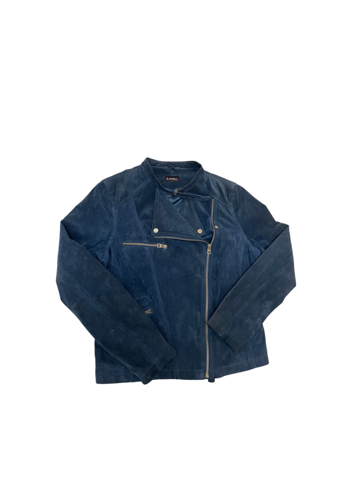 Leather Biker Jacket Blu XL