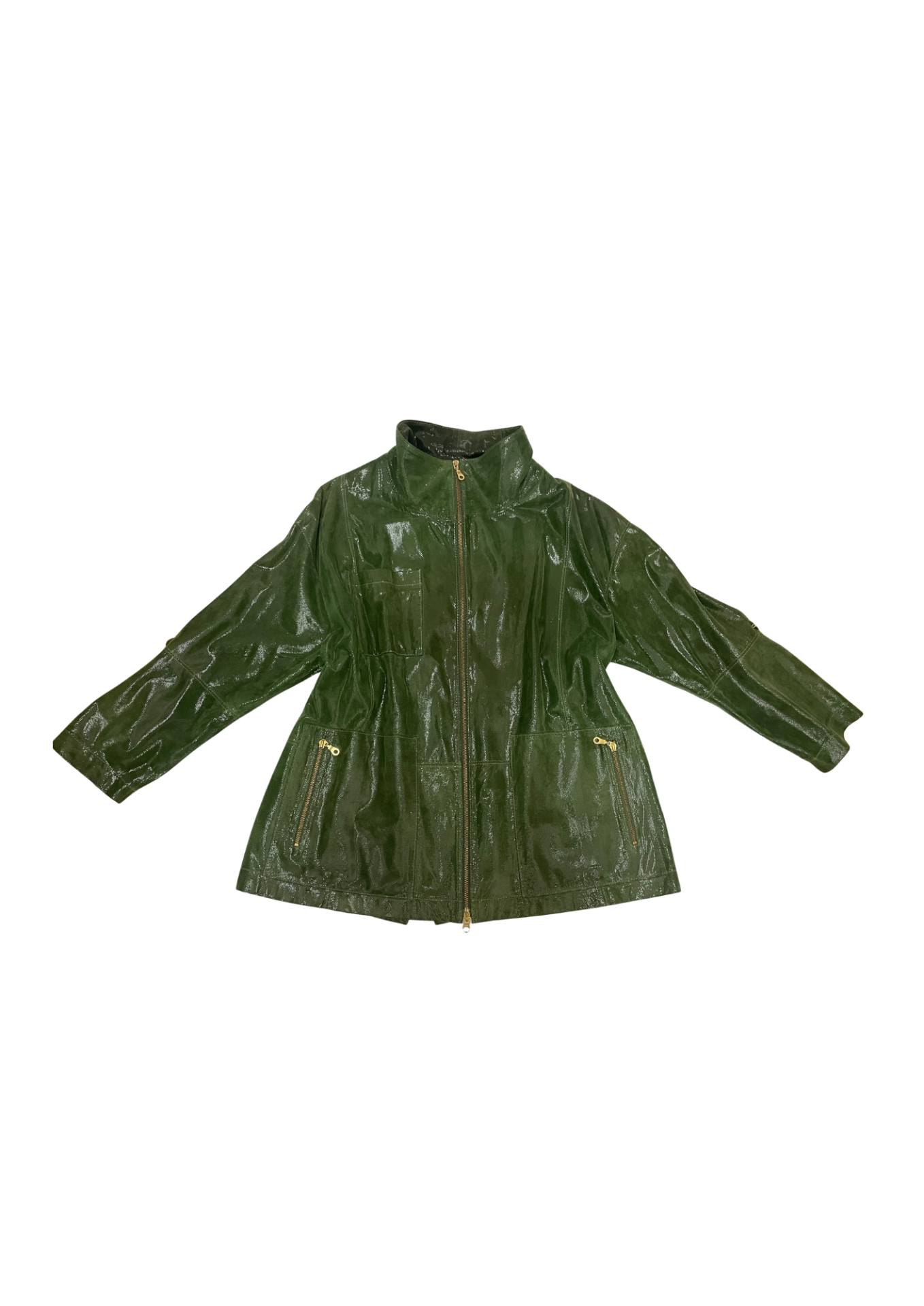 Leather Coat Green L