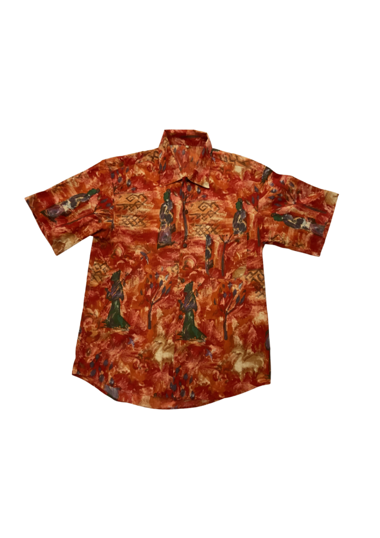 Vintage Oriental Print Shirt L