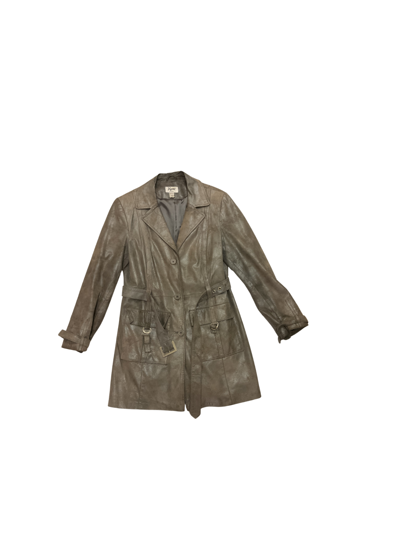 Vg. Leather Coat Grey M/L