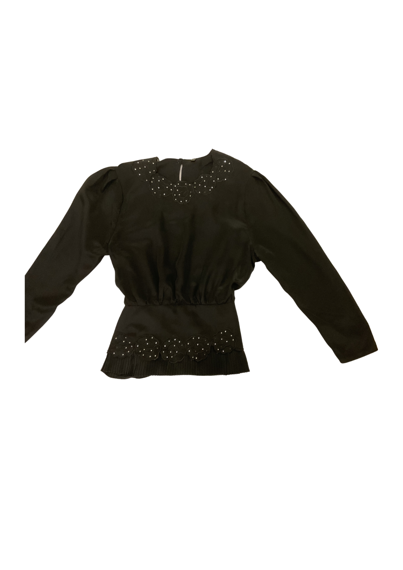 Vintage Blouse Roses black S