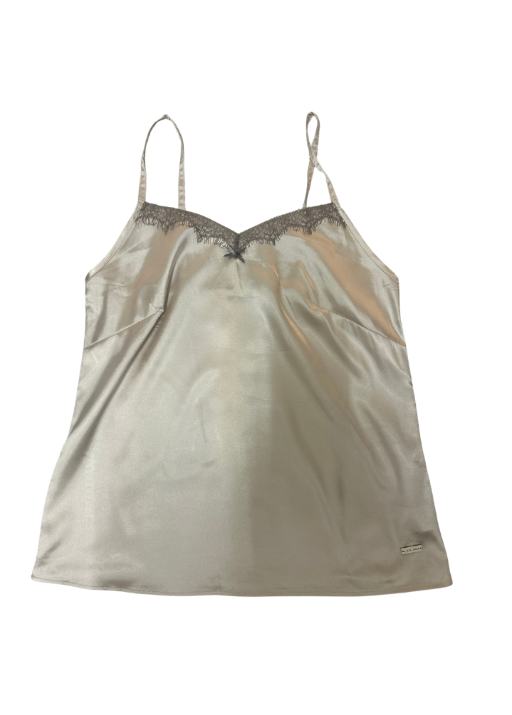 Lingerie Satin Top grey Silver M