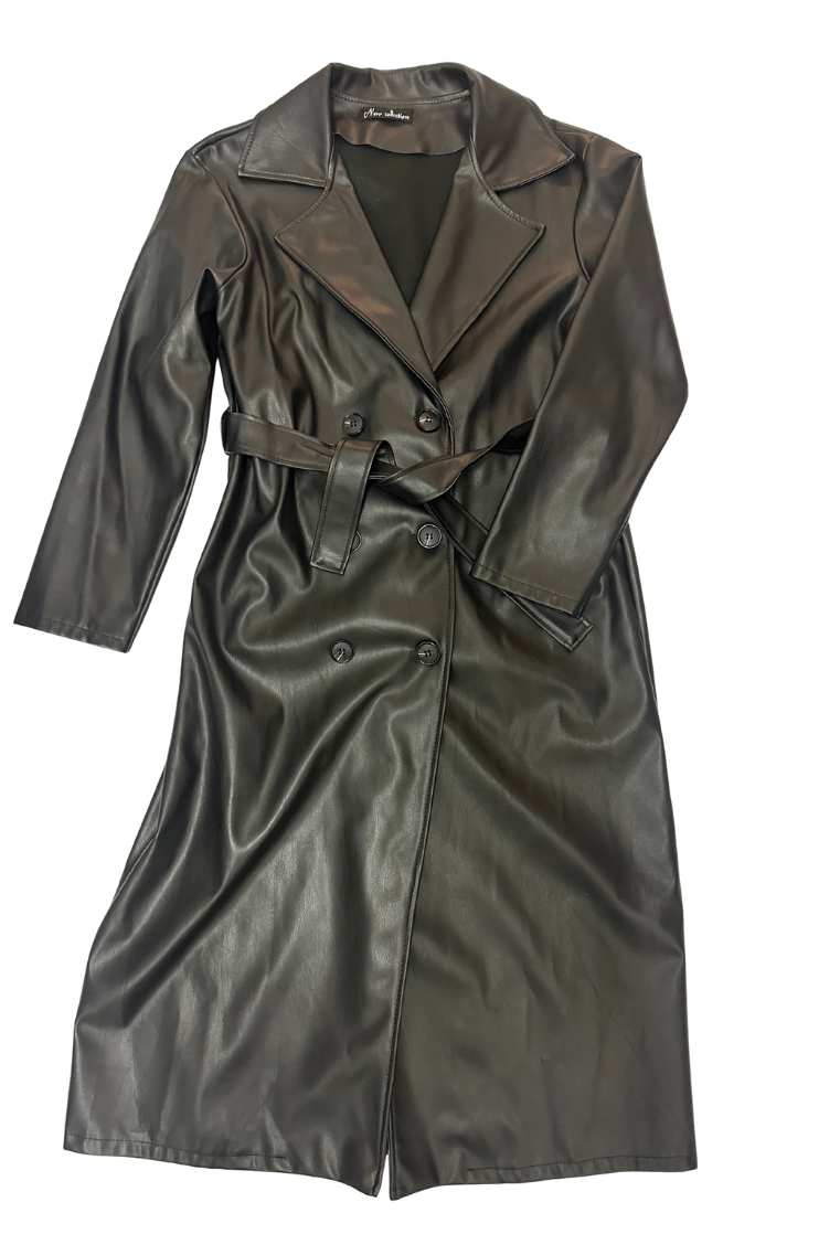 New Collection Faux Leather Coat black S