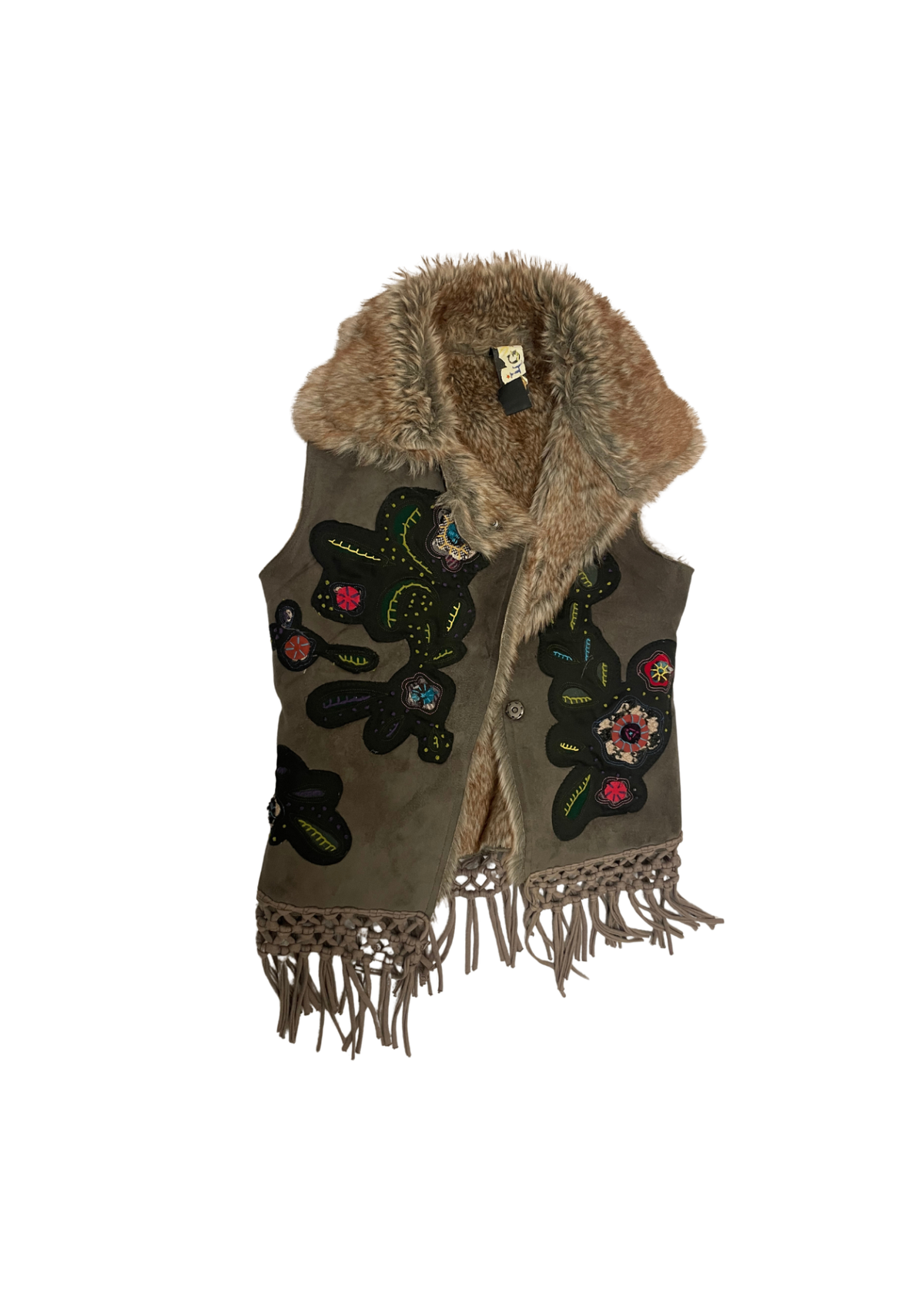 Faux Fur Boho Vest M