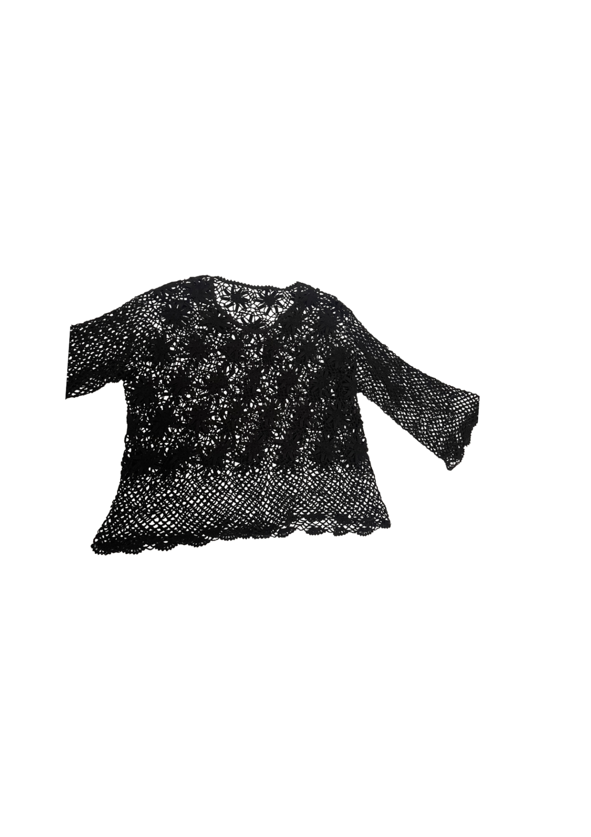 Black Boho Knit Top S/M